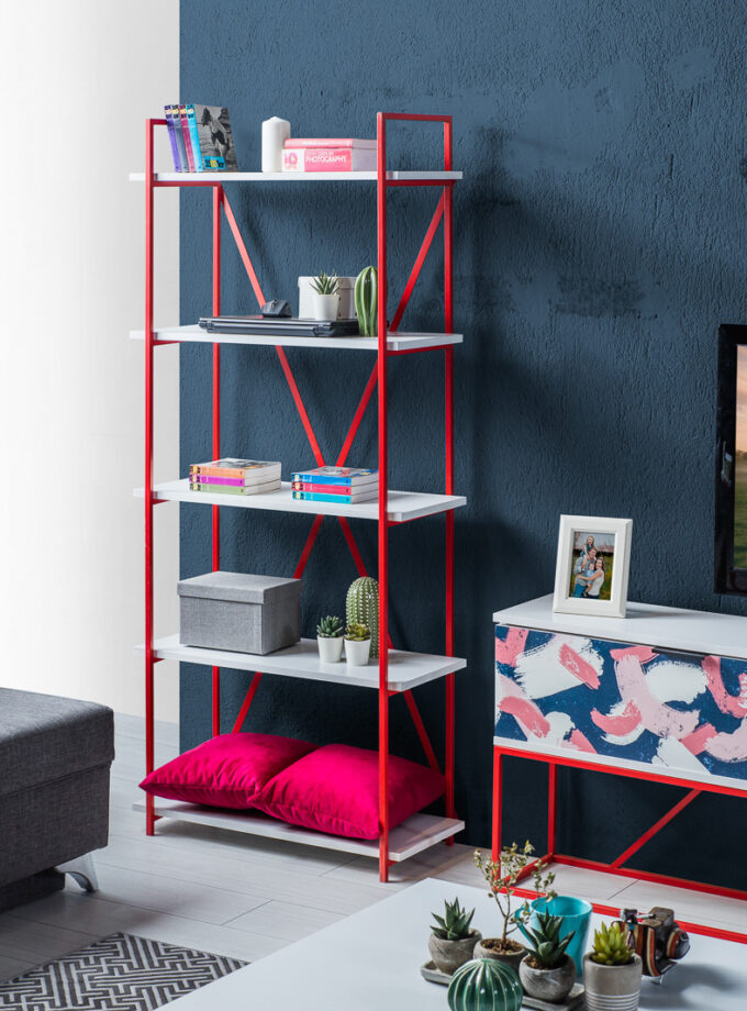 MILVAKI KİTAPLIK / Kırmızı-Beyaz