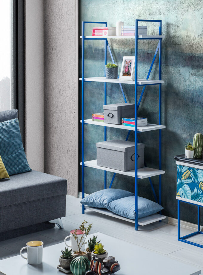 MILVAKI KİTAPLIK / Mavi-Beyaz