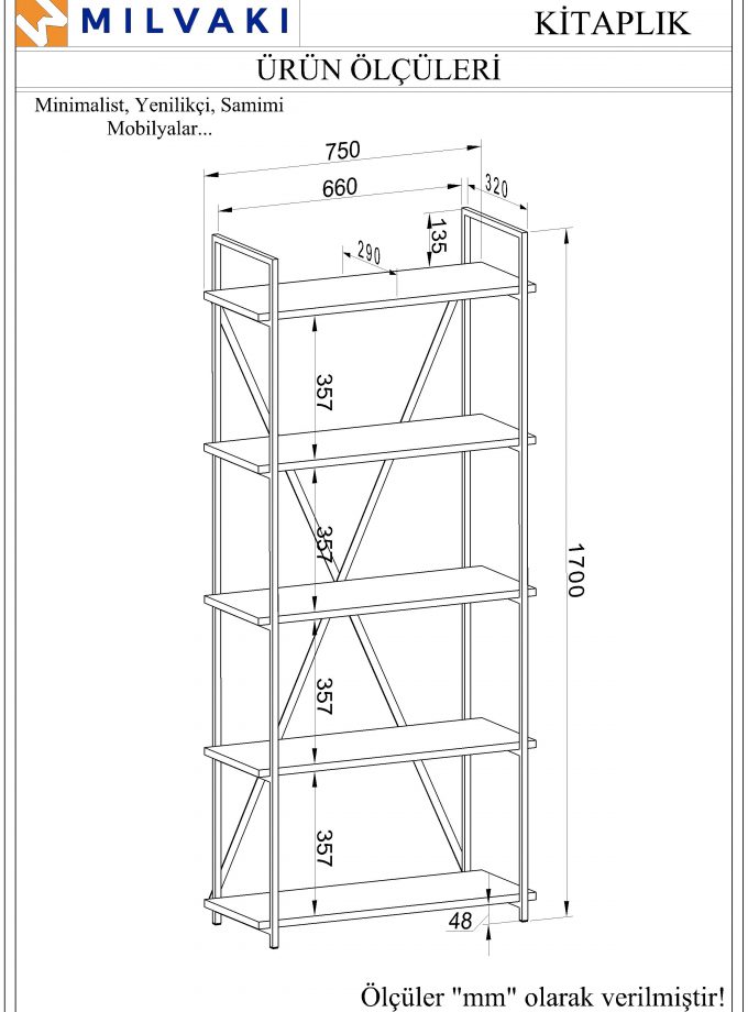 MILVAKI KİTAPLIK / Siyah-Beyaz