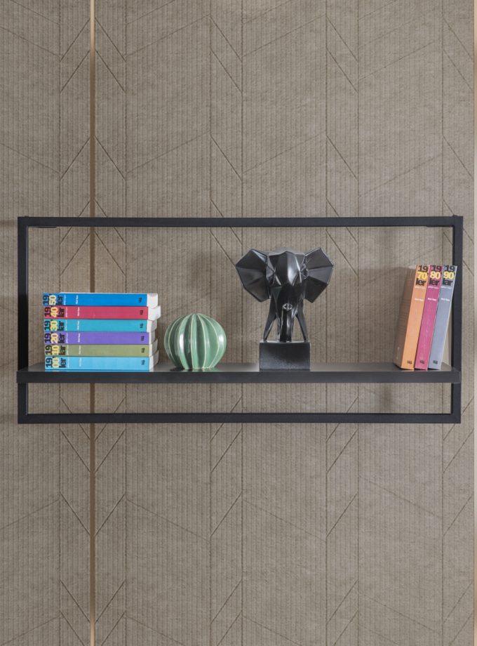 Black Yatay Duvar Rafı
