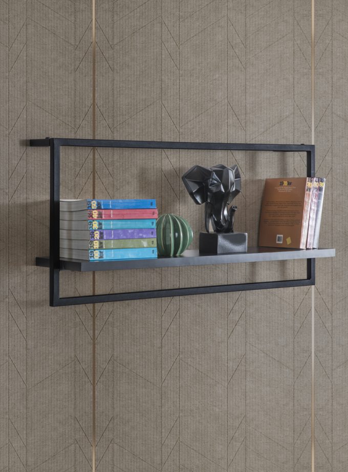 Black Yatay Duvar Rafı