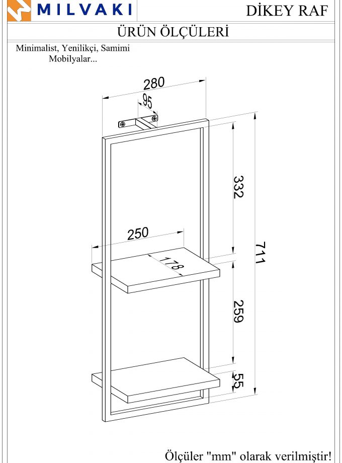 Moon Dikey Duvar Rafı